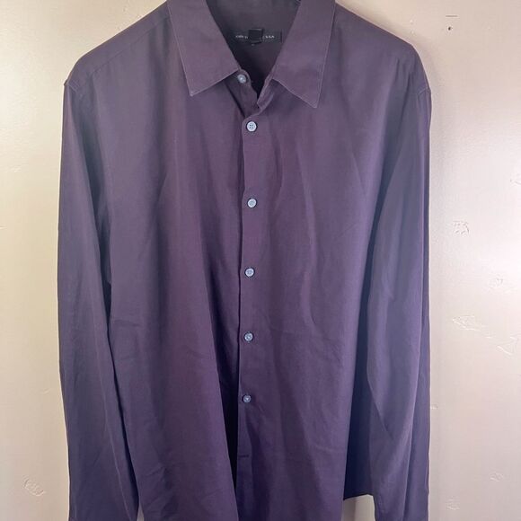 John Varvatos‎ Mens Long Sleeve Button Down Burgundy Dress Shirt Size Medium - Picture 1 of 7